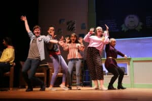 Theater students in Godspell production