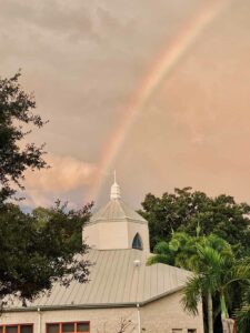 Rainbow over chapel