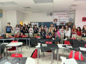 9th-grade students posing for group photo